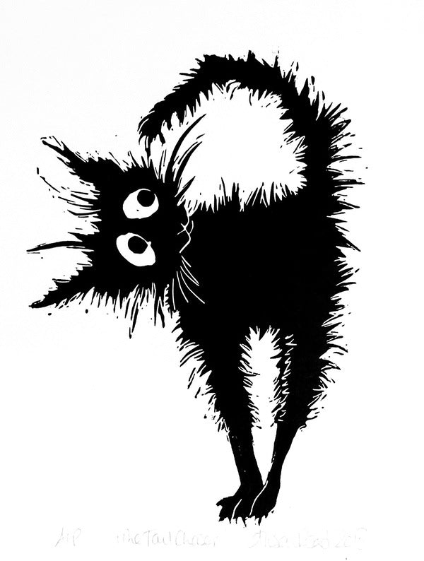 The Tail Chaser. Linocut Print a/p (AR96)