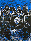 The Bridge, Canon Hill Park 1, Reduction Linoprint 7/10 (CM29)