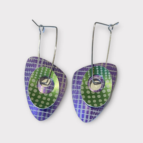 Triangle, Lime/Purple Earrings (MN77)