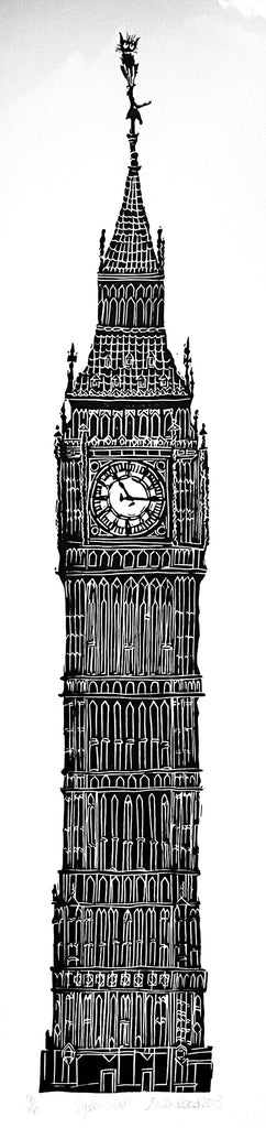 Big Ben's Cat. Linocut Print 101/150 (AR63)