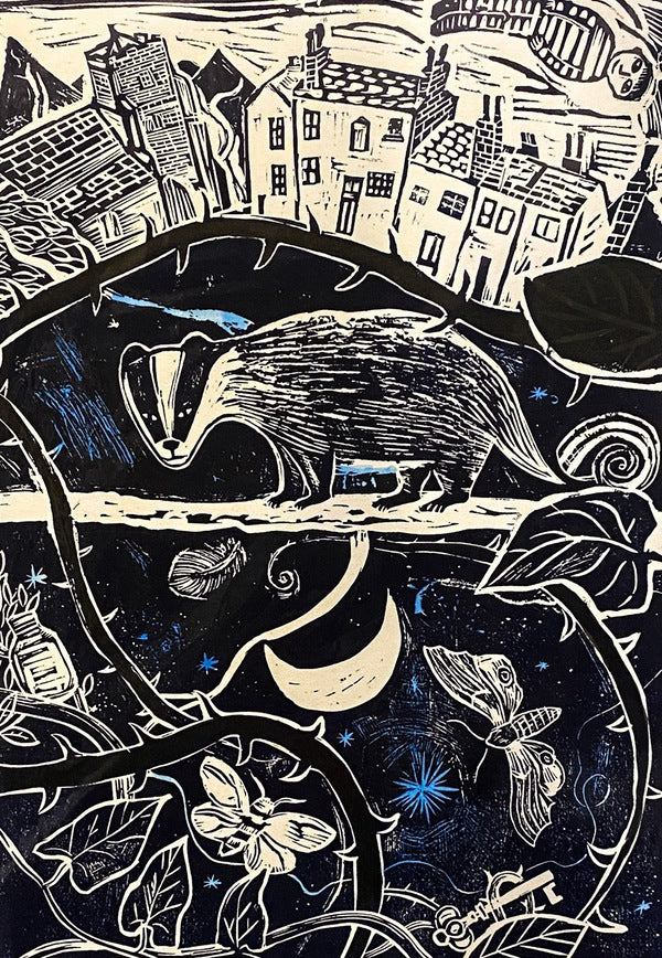 The Path of the Badger, Linocut Print 2/30(EB18)