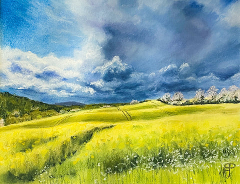 Yellow Fields. Pastel Painting (BP07)