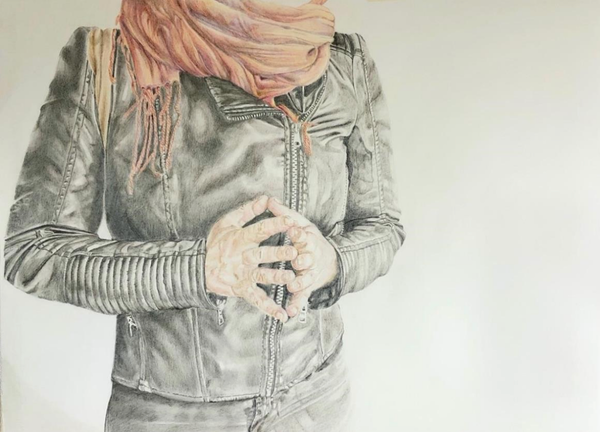 Jacket Portrait. Colour Pencil, Framed (CC02)