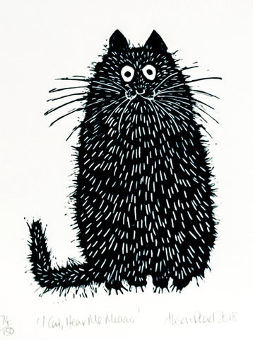 I Cat Hear Me Miaow. Linocut Print 74/150 (AR81)