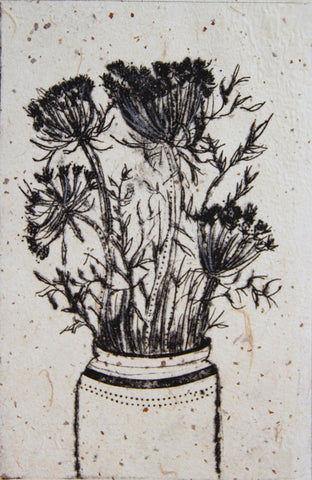 Carrot Flower Tangle. Collagraph Print 2/30 (VO77)