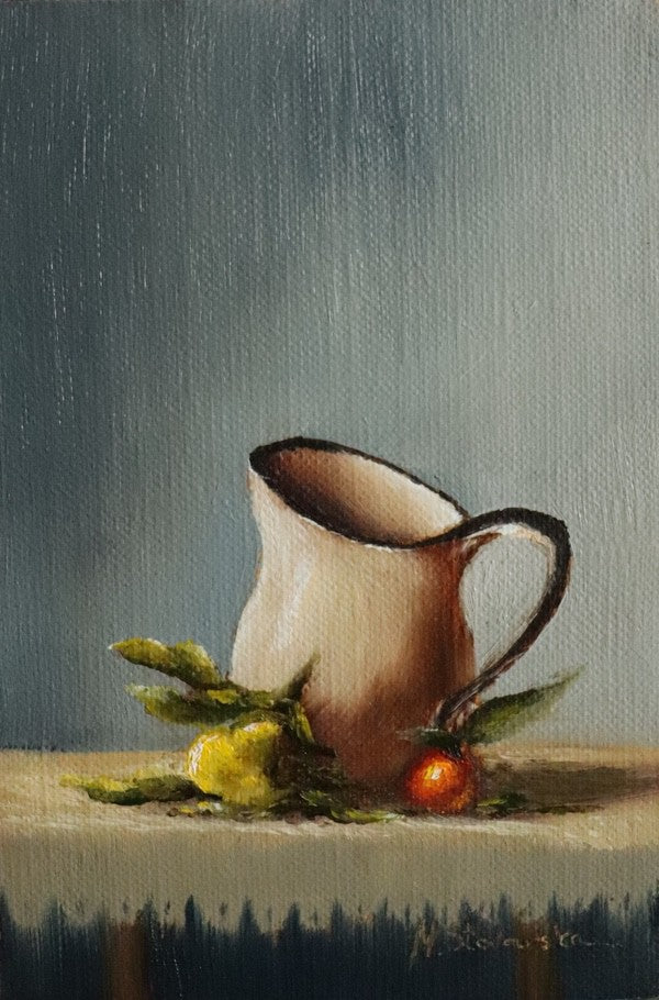 Cocoa Before Bedtime.Oil on Linen, Framed (MS42)