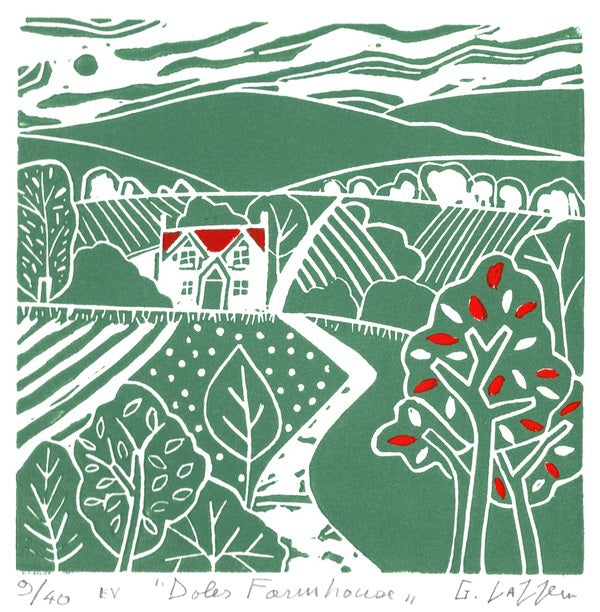 Dales Farmhouse. Linocut Print 9/30 (GL503)