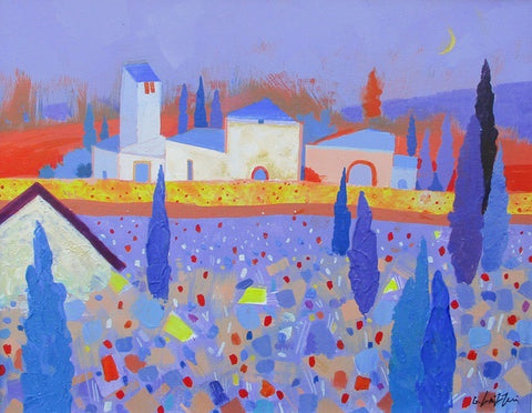 Day Moon, Tuscany. Acrylic on card (GLP05)