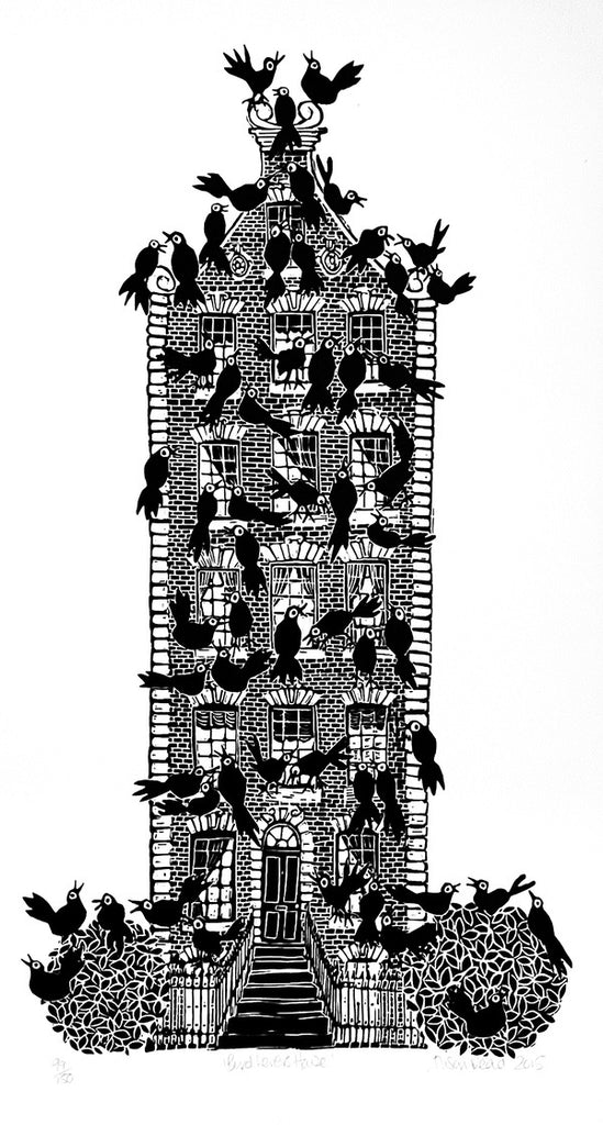 Bird Lover's House. Linocut Print 99/150 (AR64)