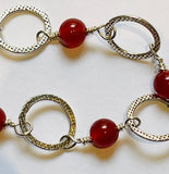 Red Carnelian & Silver Bracelet (FH46)