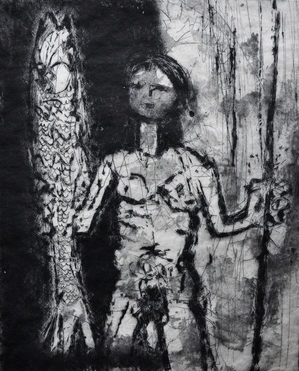Fish Boy ed 2/15. Drypoint Print (AY09)