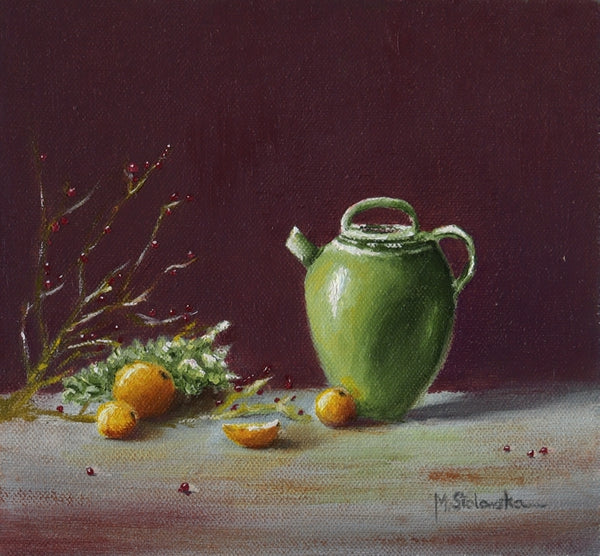 The Green Jug, Oil painting. Framed (MS46)