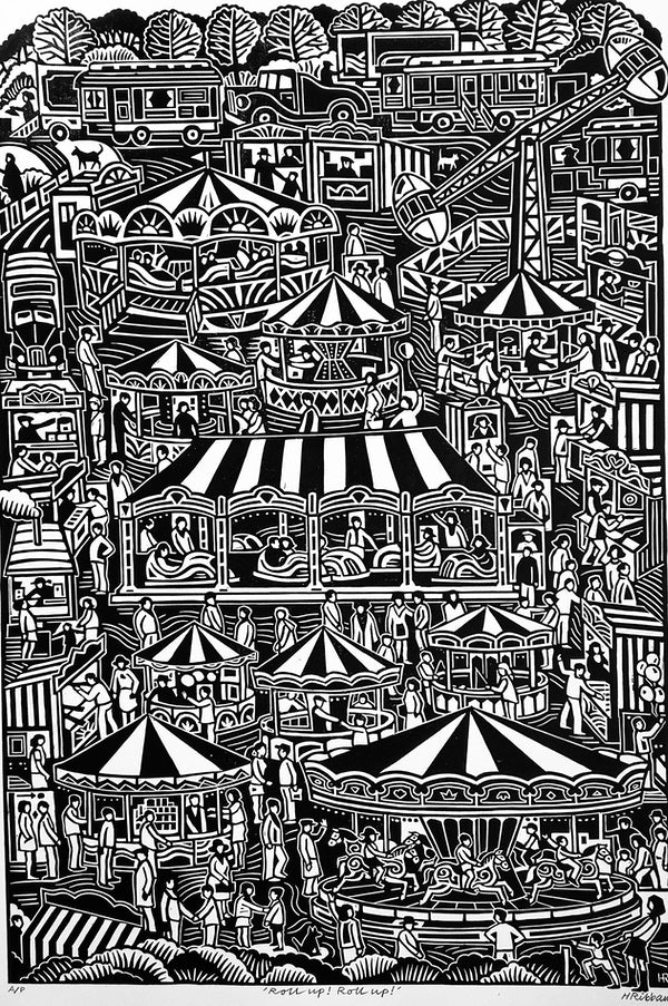 Roll up! Roll up! a/p. Linocut Print (HR26)