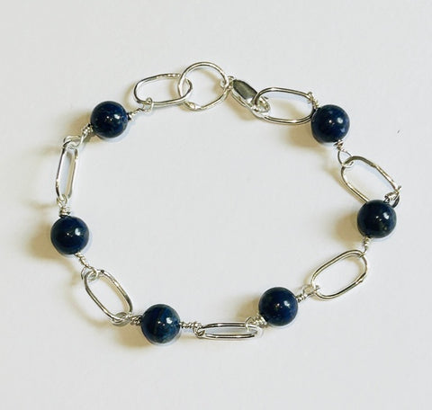 Lapiz Lazuli & Sterling Silver Bracelet (FH52)