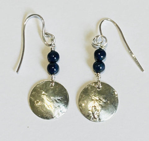 Lapiz Lazuli with Circular Silver Hook Earrings (FH53)