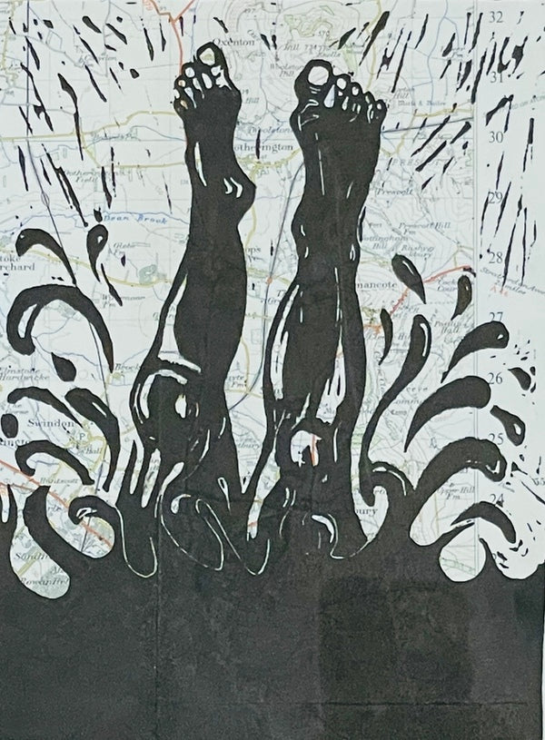 Splash e/v, Linocut Print (TB06)