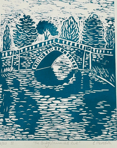 The Bridge, Canon Hill Park II, Framed Linoprint 8/20 (CM14)