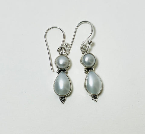 Double Pearl Hook Earrings 2 (CH66)