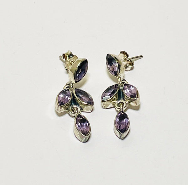 Amethyst 4 Stones Stud Earrings (CH49)