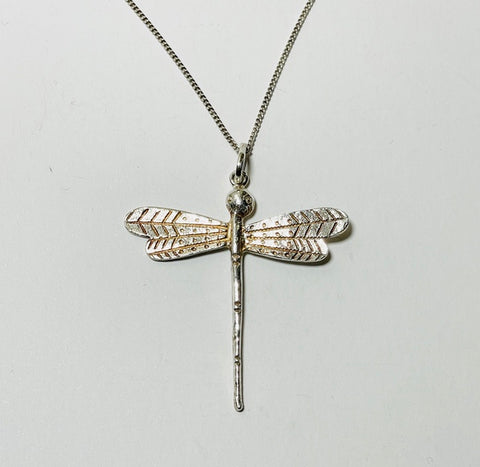 Silver Dragonfly Pendant 2 with chain (PG35)
