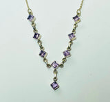 Diamond-shaped Amethyst Gem Necklace (CH32)