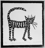 When the New Kitten Meets the Old Dog. Linocut Print 3/150 (AR98)