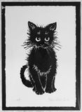 Untitled Kitten. Linocut Print a/p (AR99)