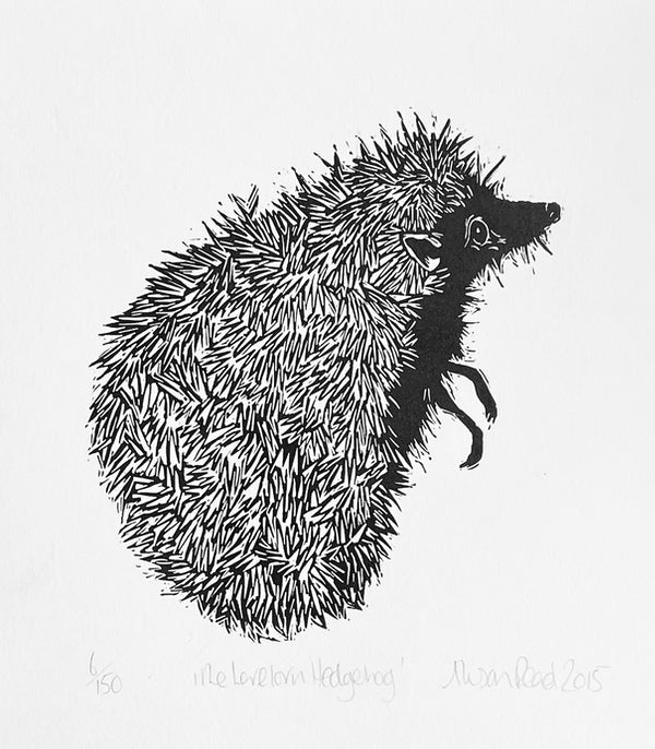The Lovelorn Hedgehog. Linocut Print 6/150 (AR46)