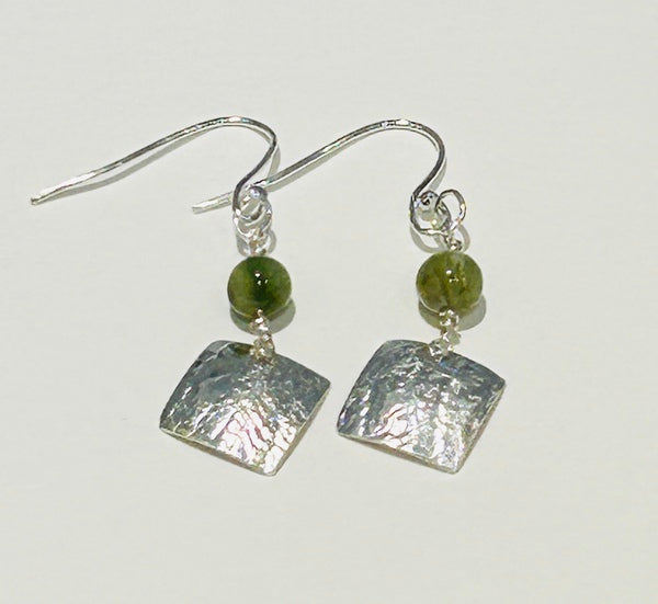 Agate & Silver Hook Earrings (FH54)