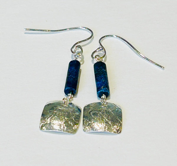 Lapis Lazuli & Silver Hook Earrings (FH53)
