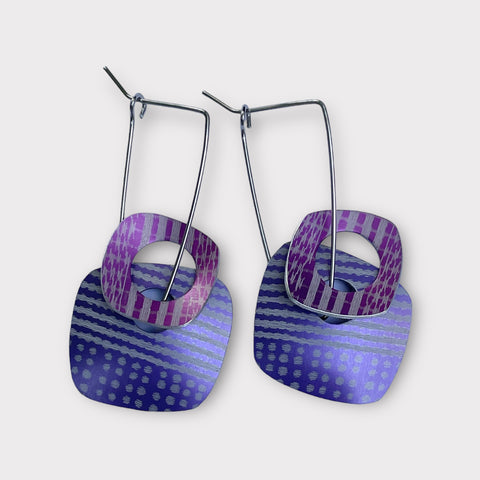 Square, Fuschia/Purple Earrings (MN75)