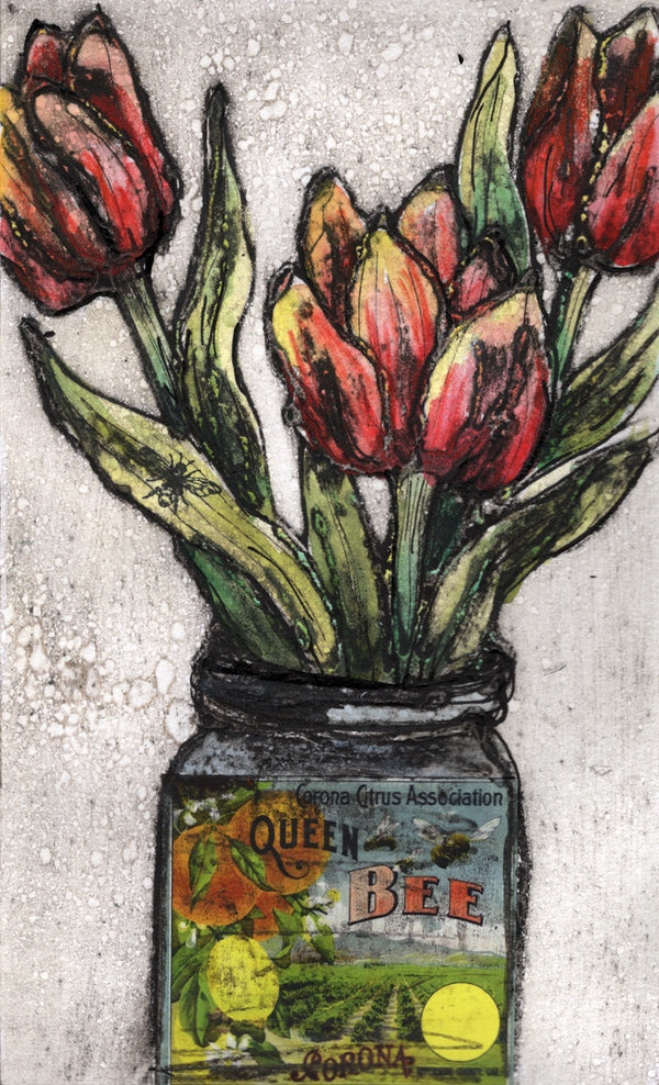 Queen Bee. Collagraph Print 29/30. Framed (VO97)