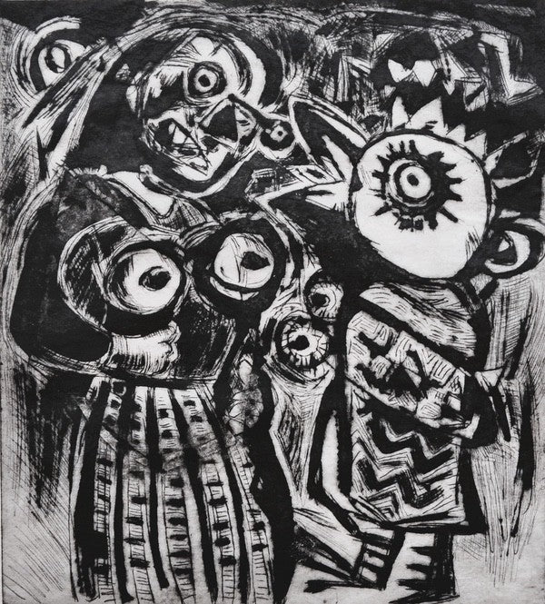 Woman Talking to a Bird ed 2/15. Drypoint Print (AY08)