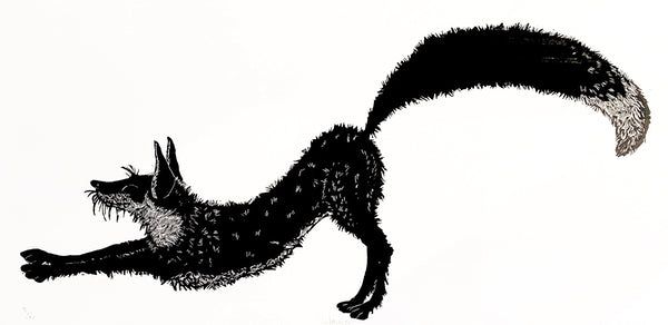 The Lazy Fox. Linocut Print 71/150 (AR84)