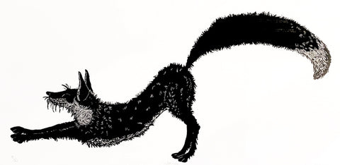 The Lazy Fox.  Linocut Print 50/150 (AR84)