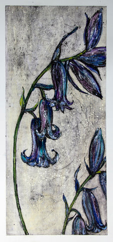 Bluebells. Collagraph Print a/p, Framed (VO62)