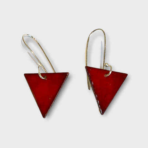 Triangle Enamel Earrings (Deep Red) JM29