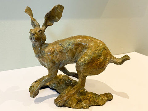 Solo Hare II. Solid Bronze Sculpture (LF08)