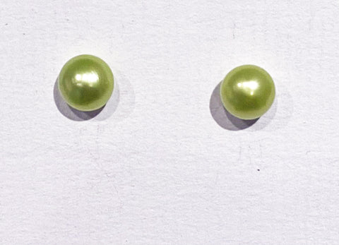 7mm Pearl Earrings (Lime Green) (PO03)