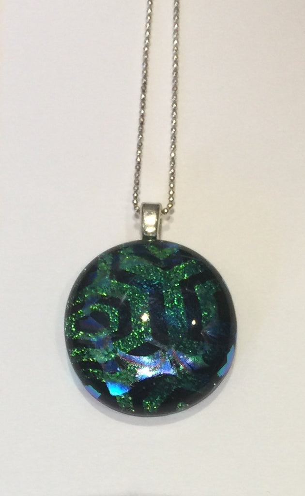 Green Maze on Black Pendant (small)