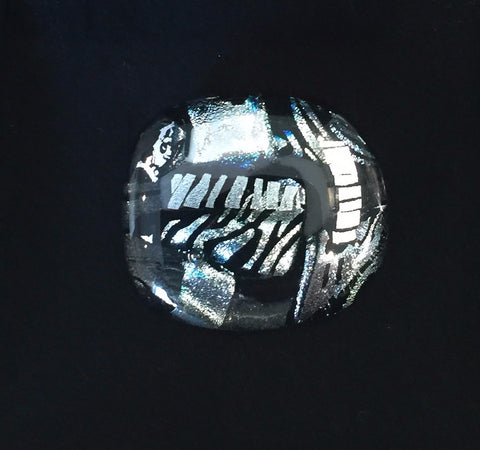 Black and Silver Glass Brooch