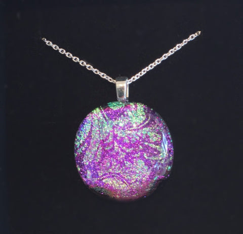 Lime Green Leaves on Lilac Pendant (small)
