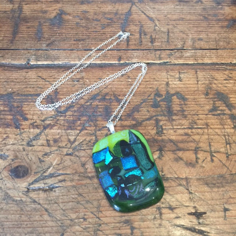 Turquoise & Green Glass Pendant (Large)