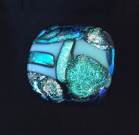 Turquoise Glass Brooch