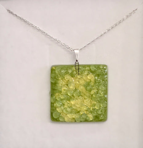 Lime Green Square Shatter Pendant (A06)