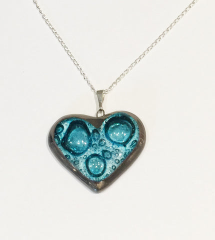 Turquoise Platinum Bubble Heart Pendant (A157)