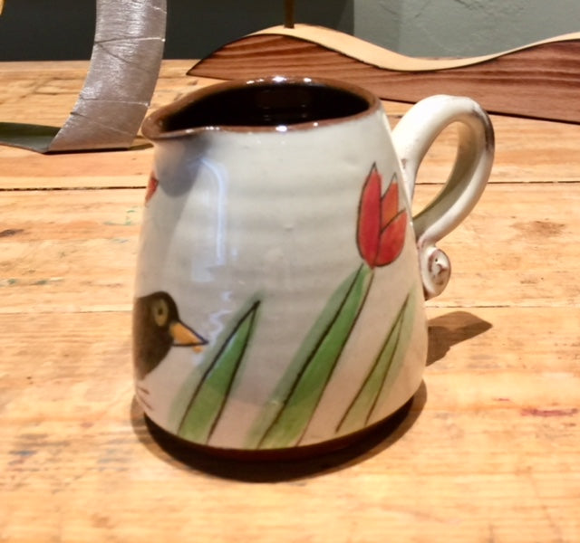 Blackbird with Tulips Small Milk Jug