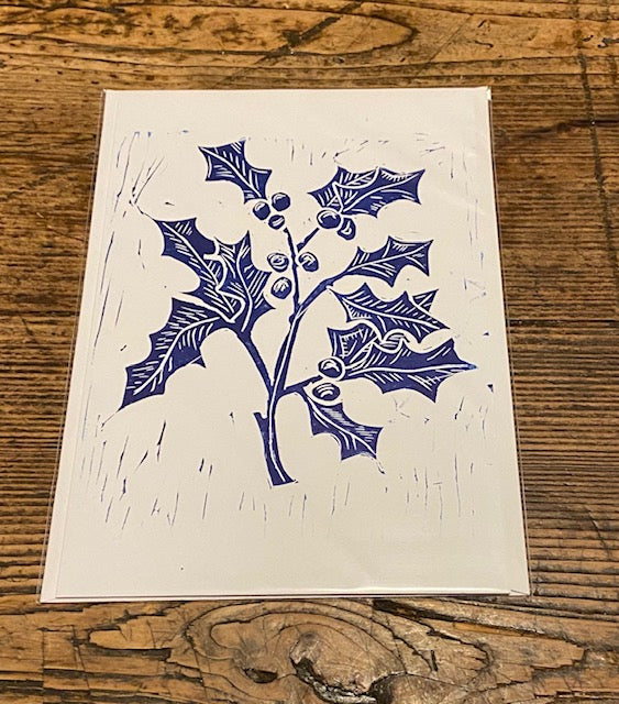 Holly Card (Blue)