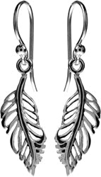 Silver Feather Design Earrings