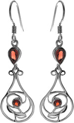 Art Nouveau Teardrop Earrings (Garnet)